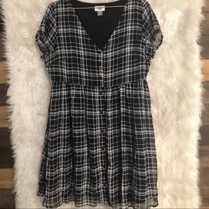 Old Navy Babydoll Plaid Button Up Dress